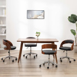 Valgomojo kėdės, 4vnt., juodos, lenkta mediena ir dirbtinė oda