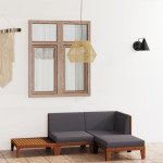 Poilsio komplektas su pagalvėmis, 4 dalių, akacijos masyvas