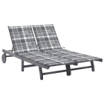 Dvivietis sodo saulės gultas su čiužinukais, pilkas, akacija