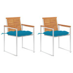 Sodo kėdės su pagalvėlėmis, 2vnt., akacijos masyvas ir plienas