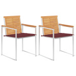 Sodo kėdės su pagalvėlėmis, 2vnt., tikmedžio masyvas ir plienas