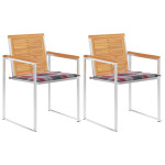 Sodo kėdės su pagalvėlėmis, 2vnt., tikmedžio masyvas ir plienas