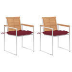 Sodo kėdės su pagalvėlėmis, 2vnt., tikmedžio masyvas ir plienas