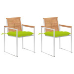 Sodo kėdės su pagalvėlėmis, 2vnt., tikmedžio masyvas ir plienas