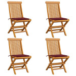 Sodo kėdės su pagalvėlėmis, 4vnt., tikmedžio medienos masyvas