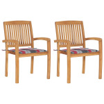 Sodo kėdės su languotomis pagalvėlėmis, 2vnt., tikmedis