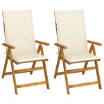 Atlošiamos sodo kėdės su pagalvėmis, 2vnt., akacijos masyvas