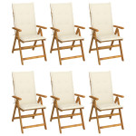 Sulankstomos sodo kėdės su pagalvėmis, 6vnt., akacijos masyvas