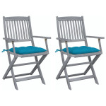 Sulankstomos lauko kėdės su pagalvėmis, 2vnt., akacijos masyvas