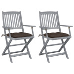 Sulankstomos lauko kėdės su pagalvėmis, 2vnt., akacijos masyvas