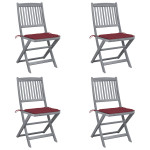 Sulankstomos lauko kėdės su pagalvėmis, 4vnt., akacijos masyvas