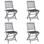 Sulankstomos lauko kėdės su pagalvėmis, 4vnt., akacijos masyvas