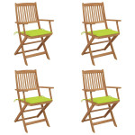 Sulankstomos sodo kėdės su pagalvėmis, 4vnt., akacijos masyvas