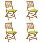 Sulankstomos sodo kėdės su pagalvėmis, 4vnt., akacijos masyvas
