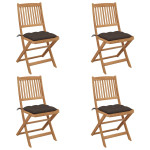 Sulankstomos sodo kėdės su pagalvėmis, 4vnt., akacijos masyvas