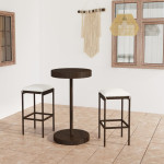 Sodo komplektas su pagalvėlėmis, 3 dalių, rudas, poliratanas