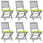 Sulankstomos lauko kėdės su pagalvėmis, 6vnt., akacijos masyvas