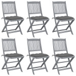 Sulankstomos lauko kėdės su pagalvėmis, 6vnt., akacijos masyvas