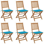 Sulankstomos sodo kėdės su pagalvėmis, 6vnt., akacijos masyvas