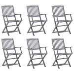 Sulankstomos lauko kėdės, 6vnt., akacijos medienos masyvas