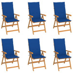 Sodo kėdės su mėlynomis pagalvėlėmis, 6vnt., tikmedis