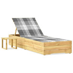 Sodo saulės gultas su staliuku ir čiužinuku, impregnuota pušis