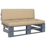 Vidurinė sodo sofos dalis iš palečių, pilkai impregnuota pušis