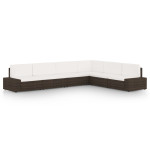 Sodo komplektas su pagalvėlėmis, 6 dalių, rudas, poliratanas