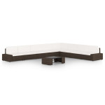 Sodo komplektas su pagalvėlėmis, 9 dalių, rudas, poliratanas