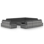 Sodo komplektas su pagalvėlėmis, 12 dalių, pilkas, poliratanas