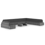 Sodo komplektas su pagalvėlėmis, 11 dalių, pilkas, poliratanas