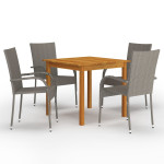 Sodo valgomojo baldų komplektas, 5 dalių, pilkos spalvos