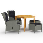 Sodo valgomojo baldų komplektas, 5 dalių, šviesiai pilkas