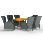 Sodo valgomojo baldų komplektas, 7 dalių, šviesiai pilkas