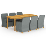 Sodo valgomojo baldų komplektas, 9 dalių, šviesiai pilkos spalvos 