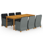 Sodo valgomojo baldų komplektas, 9 dalių, šviesiai pilkos spalvos 