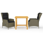 Sodo valgomojo baldų komplektas, 3 dalių, rudas