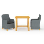 Sodo valgomojo baldų komplektas, 3 dalių, šviesiai pilkas