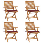 Sulankstomos sodo kėdės su pagalvėlėmis, 4vnt., tikmedis