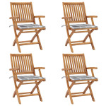 Sulankstomos sodo kėdės su pagalvėlėmis, 4vnt., tikmedis