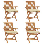 Sulankstomos sodo kėdės su pagalvėlėmis, 4vnt., tikmedis