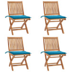 Sulankstomos sodo kėdės su pagalvėlėmis, 4vnt., tikmedis
