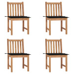 Sodo kėdės su pagalvėlėmis, 4vnt., tikmedžio medienos masyvas