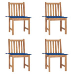 Sodo kėdės su pagalvėlėmis, 4vnt., tikmedžio medienos masyvas