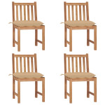 Sodo kėdės su pagalvėlėmis, 4vnt., tikmedžio medienos masyvas