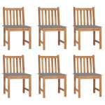 Sodo kėdės su pagalvėlėmis, 6vnt., tikmedžio medienos masyvas