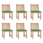 Sodo kėdės su pagalvėlėmis, 6vnt., tikmedžio medienos masyvas