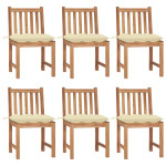 Sodo kėdės su pagalvėlėmis, 6vnt., tikmedžio medienos masyvas