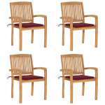 Sudedamos sodo kėdės su pagalvėlėmis, 4vnt., tikmedžio masyvas