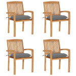 Sudedamos sodo kėdės su pagalvėlėmis, 4vnt., tikmedžio masyvas